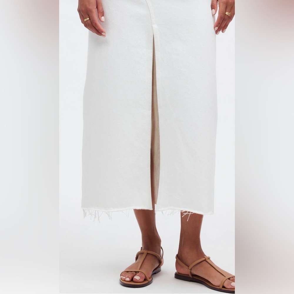 Madewell Women’s 33 The Rilee Denim Midi Skirt In Tile White - NWT - Picture 2 of 11